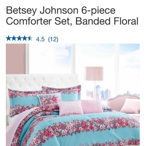 Betsey Johnson Twin Comforter, 1 Sham, 3 throw pillows new never opened.